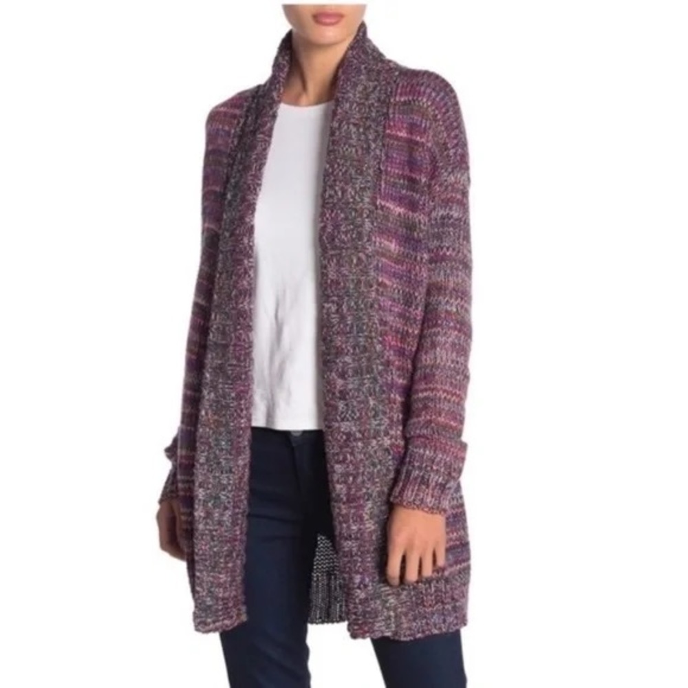 Melrose and Market long open front shawl collar cardigan rainbow pastels pinks